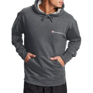 Mens Champion Powerblend Fleece Chest Script Logo Hoodie